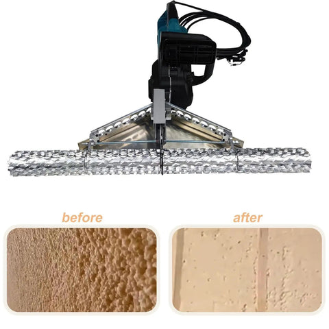 Heavy Duty 27 Inch Spray Foam Cutter Saw For Open Cell Insulation Removal, showing before and after foam cleanup.
