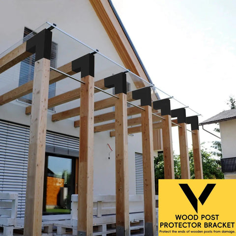 L Shaped Pergola Brackets 2 Pack For 4x4 Wood Beams 3.5x3.5 Actual Size, 2 Way Corner Brackets Indoor Outdoor Gazebo Pavilion Porch Deck Log Cabin, Heavy Duty Steel, Matte Black Powder Coated, Weather Resistant