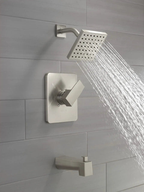 Brushed Nickel Tub And Shower Trim Kit With Single Spray Touch-Clean Shower Head, Universal Rough-In Valve Ready, Durable Finish