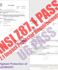 ANSI Z87.1 and UV protection test report for OTG Safety Goggles For Glasses Wearers With Smoke Tint Anti Fog Lenses