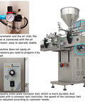 Heavy Duty Automatic Paste And Liquid Filling Machine With Solid Servo Pneumatic Drive and Long Conveyor Belt showcasing air inlet and control panel.