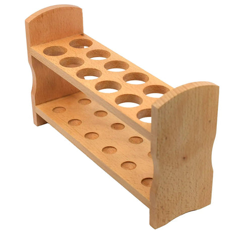 Beech Wood Test Tube Rack For Science Class Holds 12 Tubes Up To 28mm Diameter, 10.25 Inch Wide With Premium Polished Finish