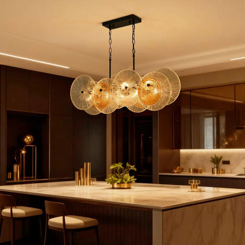 Rustic Drum Chandelier With Black Metal Frame And Exposed Bulbs, 4-Light Farmhouse Pendant Lighting Over Kitchen Island