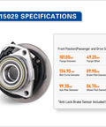 Front Wheel Hub And Bearing Assembly 515029 For 2000-2003 Ford F-150 And 2004 Heritage 4WD With ABS shown with specifications