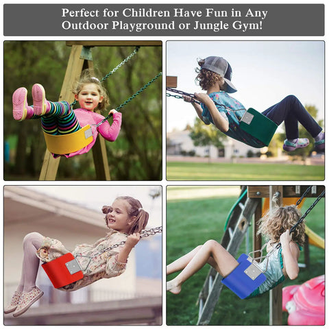 Children enjoying Heavy Duty Backyard Swing Seat For Kids And Adults, 30.4 Inch Long By 6 Inch Wide, with metal rings
