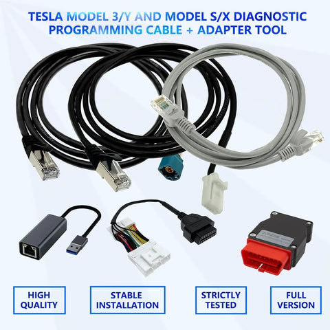Six Piece Tesla Diagnostic Cables Set For Model S 3 X Y With USB OBD2 Diagnostic Tools Adapter And OBDII Harness Plug And Play Kit