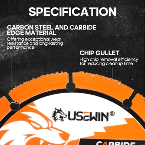 4 1/2 in cut-off wheel for angle grinder, carbide edge, orange segmented disc, USWIN logo