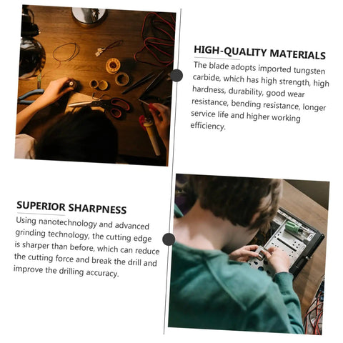 Person working with 10 Piece Engraving Drill Bit Set Tungsten Carbide For CNC PCB Drilling, emphasizing sharpness and quality.