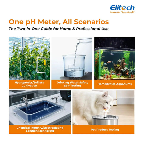 Pro pH Pen Meter With Temperature Sensor, ATC, And Full Calibration Kit For Hydroponics and Drinking Water scenarios displayed