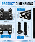 7 Pack 400mm Aluminum Extrusions With V Slot Gantry Rails, Rod Plates, Wheel Modules, And Universal 90 Degree Foldable Motorcycle And Bicycle Folding Foot Pegs For DIY 3D Printer And CNC Machine Projects. Product dimensions chart