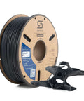 Fibreheart PPA-CF Carbon Fiber Nylon 3D Filament 1kg Black spool with 3D printed component for heavy-duty and heat resistance applications.