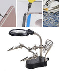 4X LED Magnifier Soldering Station With Light, Adjustable Stand And Auxiliary Clips for PCB Repair and DIY Projects