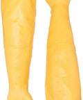 Elbow Length Nitrile Chemical Resistant Gloves 26 Inch Liquid Proof With Elastic Upper Sleeve Yellow Ultra Flexible Dexterity