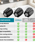 Matte Black 3 Piece Shower Knob Replacement Kit For Price Pfister And Gerber Faucets showing knobs and comparison chart.