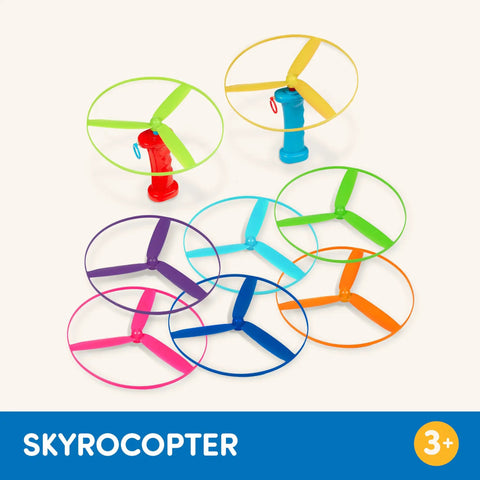 Skyrocopter Toy Helicopter For Kids With Bright Multi Color Design featuring rainbow rotors and durable build for imaginative play