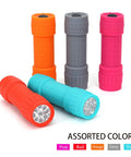 Five colorful 9-LED mini flashlights in assorted colors showcasing the 10 Pack Nine LED Mini Flashlights With AAA Batteries Included And Pre Installed Ideal For Class Teaching Camping Or Wedding Favors And Everyday Use Compact And Durable For Easy Everyday Carry.