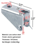 Set Of Four Linear Actuator Mounting Brackets, 1/8 Inch Thick Steel With Electro Galvanized Finish, measurements visible