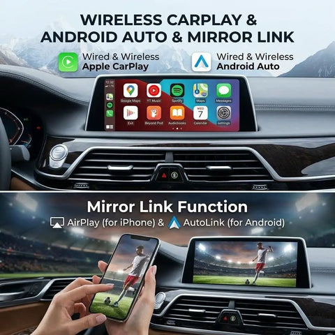 BMW Wireless CarPlay Android Auto Retrofit Kit Decoder Box For NBT System With 6 Pin LVDS Port Plug And Play in car display