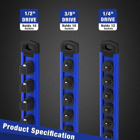 Heavy Duty Magnetic Socket Organizer Tray With Rock Solid Aluminum Frame And Quarter Inch Drive Rail Designed To Keep Your Daily Drivers Locked Up For Smooth Shop Operations