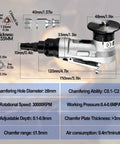 Aepiraza Mini Pneumatic Chamfering Machine Air Tool Deburrer For Metal Wood, 120mm length, designed for precision edge beveling.