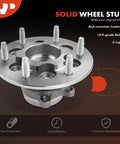 Front Wheel Bearing And Hub Assembly For Six Lug Chevrolet Colorado 2009 2012 And GMC Canyon 2009 2012 RWD Only High Load Roller Bearing For Axial And Radial Load Support showing solid wheel stud with anti-corrosion coating.