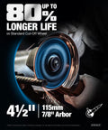 Heavy Duty 4-1/2 Inch Cut-Off Wheels For Smashing Through Steel And Stainless Metals Ultra Thin Cutting Discs in use on steel.
