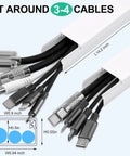 Six Pack White Cord Covers For Wall Cables Self Adhesive TV Wire Management, 14.2 Inch Long Per Cover, hides 3 to 4 wires