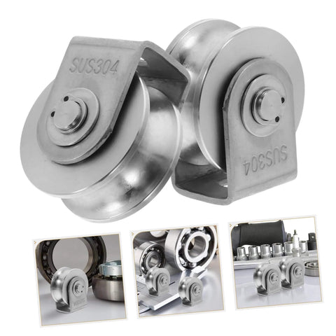 Two Pack Stainless Steel Pulley Wheel With Bearing, Heavy Duty Industrial Door Track Crane Roller For Gym Equipment