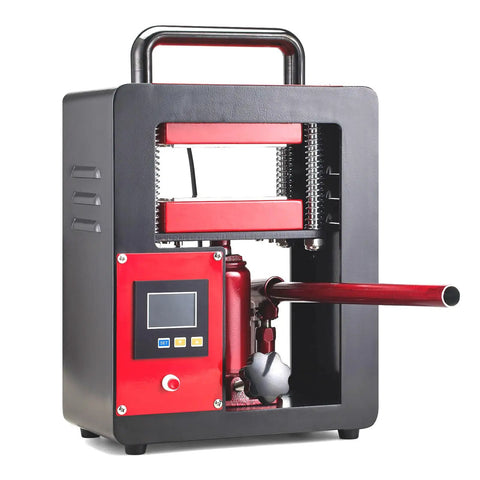 Rugged 5 Ton Portable Hydraulic Heat Press With Dual Heating Plates 2.3 x 4.7 Inch Platen Steel Frame Stainless Fasteners Built To Last For DIY T Shirts Sublimation And Craft Projects, front view