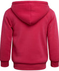 Back view of Girls Cozy Soft Fleece Sherpa Lined Zip Up Hoodie For School And Play in vibrant fuchsia pink, size 5-6, easy layering.