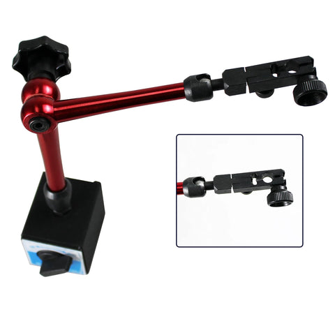 Test indicator holder on magnetic base red adjustable metal construction front view