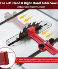 Pro Grade Aluminum Track Jig For Narrow Cuts, red T Slot Guide with measurement markings on table saw, detachable roller design