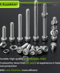 1040 Piece M4 Screws Nuts Bolts Kit 4mm To 45mm 304 Stainless Steel Hex Socket Head Cap Screws And Nuts Set With Washers Lock Washers And Hex Key