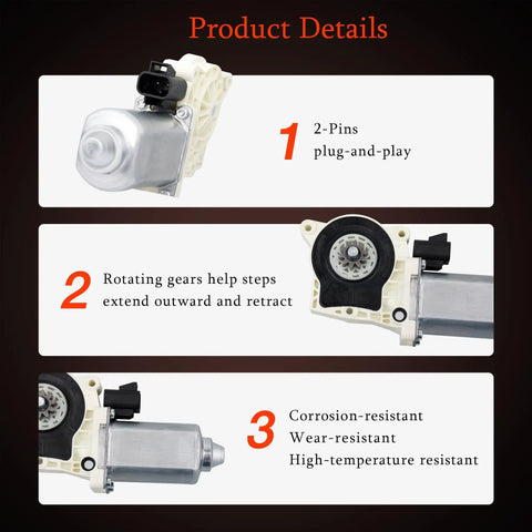 Direct Replacement Electric Side Step Motor Kit For Running Boards, detailed view of plug-and-play motor components