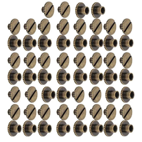 30 Pack Brass Book Rivets With Knurling Flat Leather Binding Buttons For DIY Leather Craft 9.5 By 4 Millimeter Nails