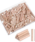 Box of 100 Count 1/4 Inch Wood Dowel Pins, 1/4 X 1-1/2 Inch Fluted Hardwood Dowels with Grooved Shanks for woodworking projects.