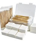 Must Have Gun Cleaning Set With Patches And Cotton Swabs In Durable Storage Box displayed with swabs and lint-free pads
