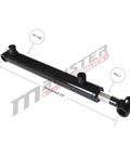 Built Tough Hydraulic Cylinder 1.5 Inch Bore 16 Inch Stroke Welded Ram With Cross Tube Ends Double Acting 3500 PSI SAE 6 Ports 1 Inch Rod Diameter Retracted 24 Inch Extended 40 Inch For Heavy Lifting, black welded cylinder