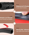 10 ft black D-shaped rubber weather stripping for car doors and windows; self-adhesive EPDM seal.