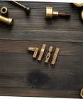 Beefy Brass Barrel Hinges Set, 25 Pcs For Jewelry Boxes And Small Cabinets displayed on wooden surface
