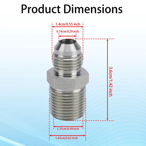 Two Pack Three Eighths JIC Male Flare To Three Eighths NPT Hydraulic Hose Adapters In Carbon Steel dimensions diagram