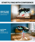 Epic Kids RC Helicopter With 360 Degree Propeller Protection shown indoors demonstrating takeoff and hover features