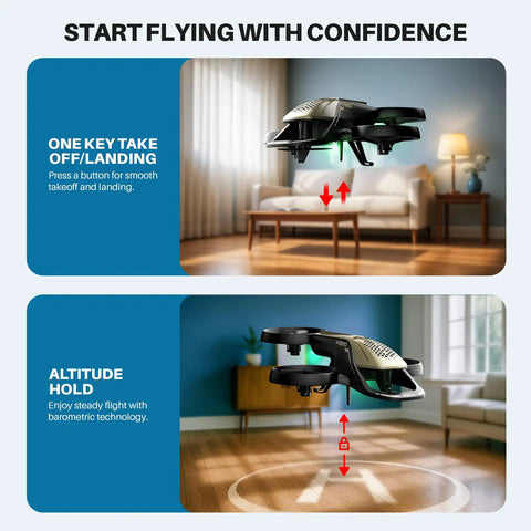 Epic Kids RC Helicopter With 360 Degree Propeller Protection shown indoors demonstrating takeoff and hover features