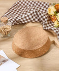 Two Pack Large Cork Stoppers For Bottles And Jars 5 To 6 Inch Tapered Wood Bottle Lids on wooden surface with flowers