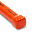 Close-up of Brick Chisel 4 Inch By 7 And A Half Inch With Enlarged Striking Cap and high visibility rawhide paint.