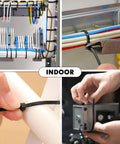 Heavy Duty Self Locking Nylon Zip Ties 1500 Piece Set 12 Inch Long Black Cable Ties With Fifty Pound Tensile Strength UV Resistant For Indoor Use