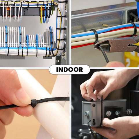 Heavy Duty Self Locking Nylon Zip Ties 1500 Piece Set 12 Inch Long Black Cable Ties With Fifty Pound Tensile Strength UV Resistant For Indoor Use