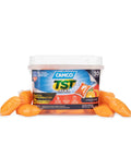 Premium Orange RV Toilet Drops Featuring Reactive Odor Eliminating Technology That Kicks Black Tank Stench To The Curb For A Chill Camper Cleanup A Solid 30 Pack in container with orange pods.