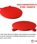 AR500 Steel Target 4 Inch Gong Silhouette Three Eighths Inch Thick Plasma Cut Red Color High Visibility For Precision Rifle And Pistol Practice