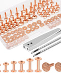 Copper Rivets And Burrs Kit For Leather Working 116 Pcs With Size 9 And Size 12 Burrs Rivet Setter Tool And Hole Punch Cutter